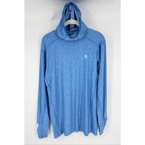 Coolibar Men Agility Hoodie UPF 50+Blue Sun Protection Fishing Shirt Size Small